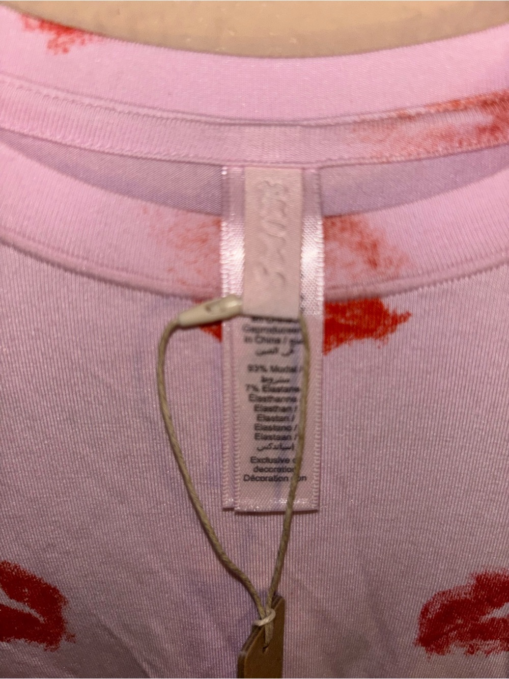 NWT Skims Sleep Super Crop Long Sleeve Top - In Cherry Blossom Lipstick - Picture 3 of 4